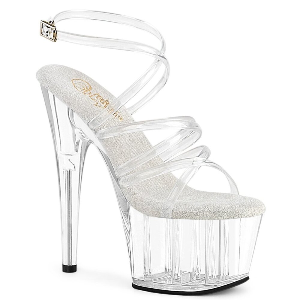 Pleaser Adore 706 Clear Strappy Heels Platform Sandal